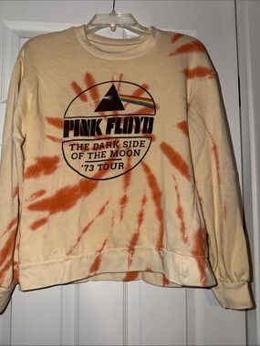Pink Floyd Cream and Orange Tie-Dye 'Dark Side of the Moon' Sweatshirt